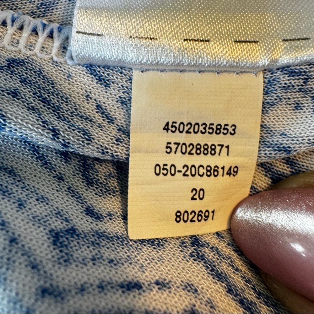 Chico's Dress Size 2/L/ 12 14 Blue White Maxi Chevron Print Tiered Stretchy - Picture 8 of 13
